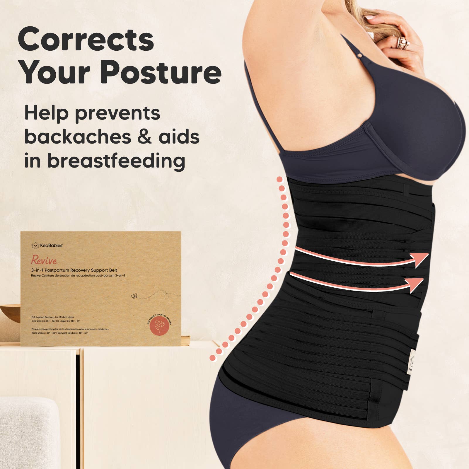 KeaBabies - Wholesale Belly Band - Maternity - KeaBabies Revive 3 in 1 Postpartum Belt (Midnight Black, XL)3