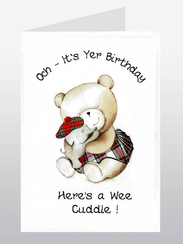 Schotse verjaardagskaart Teddy in Kilt WWBI72 voor wholesale door Wee Wishes