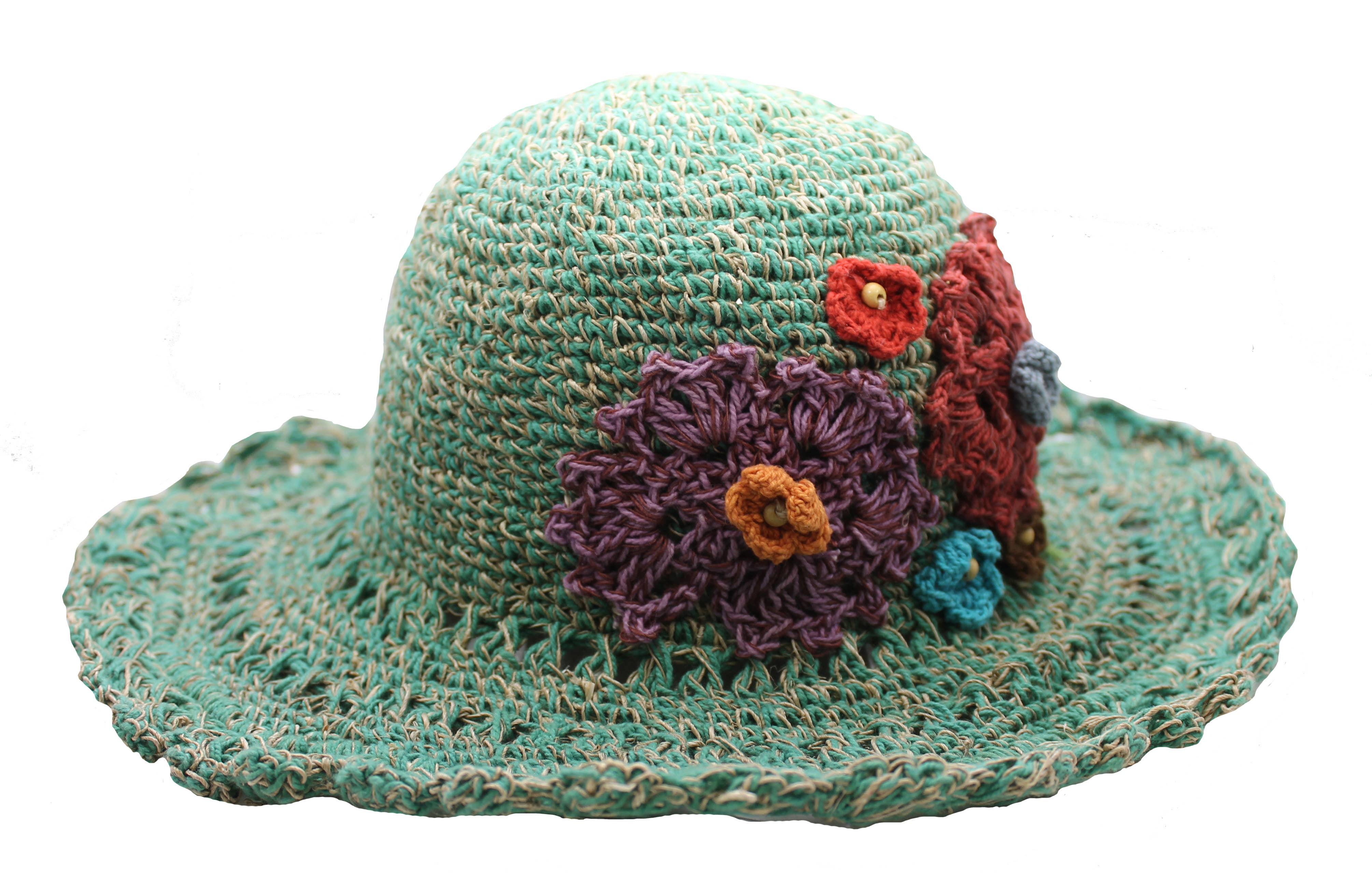 Kala Imports LLC - Wholesale Hat Accessory - Women's - KIH-01 Hemp cotton crochet Flower hats1