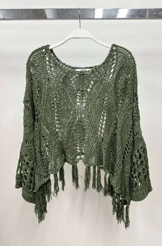 VENTI6 – Großhandel Poncho – Damen – SCHULTERFREIES HÄKEL-TASSEL-PONCHO-COVER-UP (72063)16