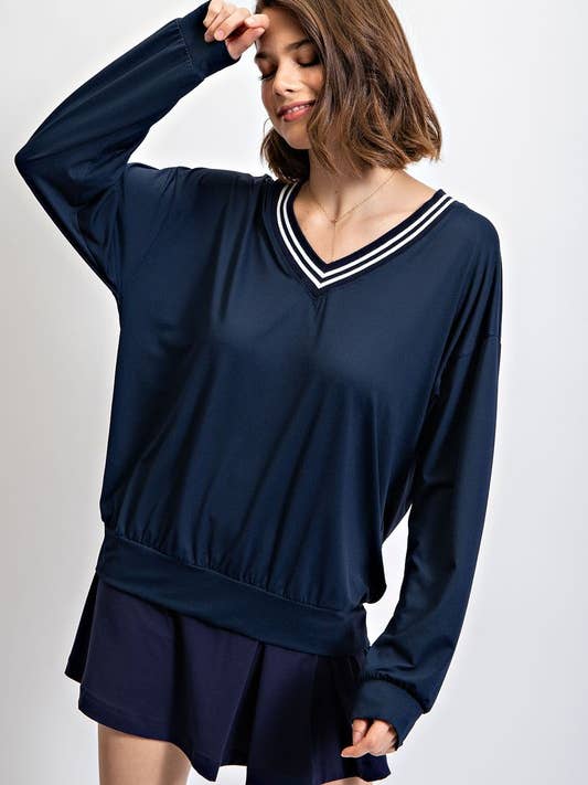 T939737 Felpa con scollo a V a manica lunga ad asciugatura rapida per la vendita all'ingrosso da parte di Sunday Morning