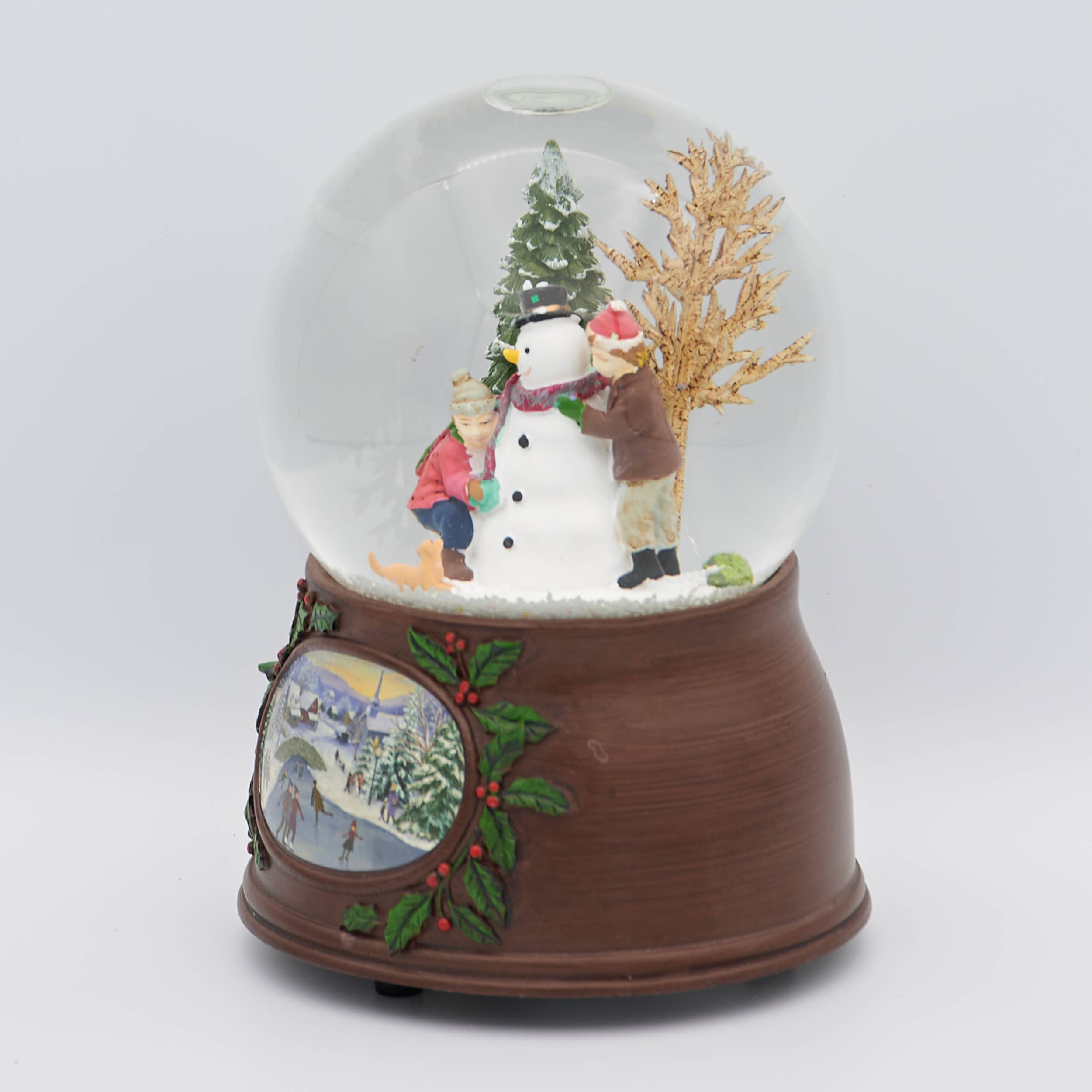 Roman - Vente Décoration de Noël - Enfants musicaux avec dôme bonhomme de neige et base aspect bois1