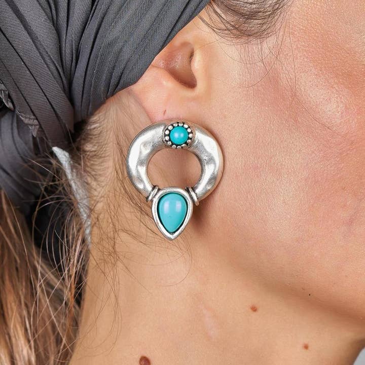 Zeydor Accessories - Vendita all'ingrosso Orecchini pendenti - Orecchini bohémien in pietra turchese ZeyDor 2325