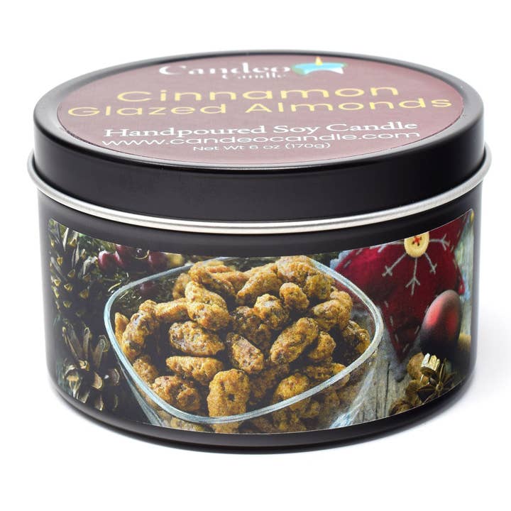Cinnamon Glazed Almonds, 6oz Soy Candle Tin for wholesale by Candeo Candle