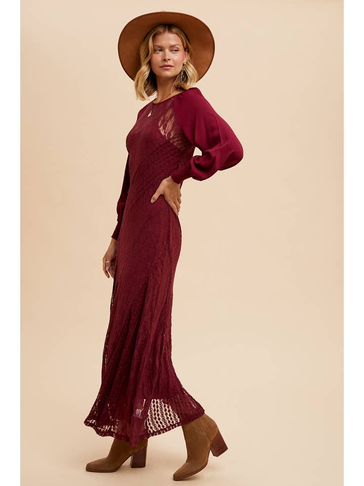 In Loom - Wholesale Dress - Women's - RAGLAN VINTAGE LACE PANELED DRESS