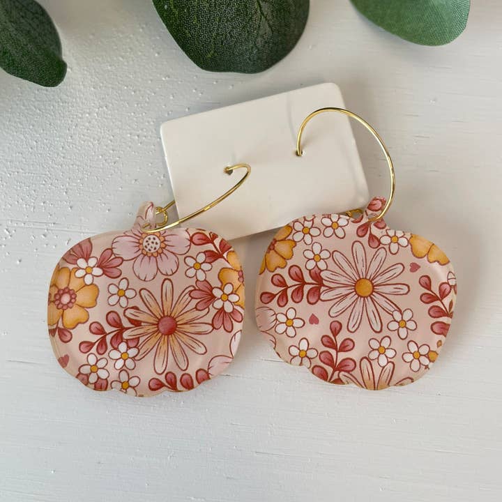 Pumpkin Earrings, Earrings, Fall Earrings, Hoops for wholesale by The Adorned Fox