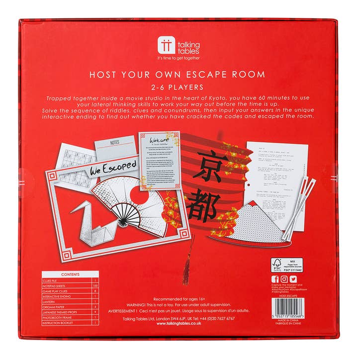 Talking Tables USA - Wholesale Board Game - Tokyo Escape Room Game | Clue Solving Interactive Game |