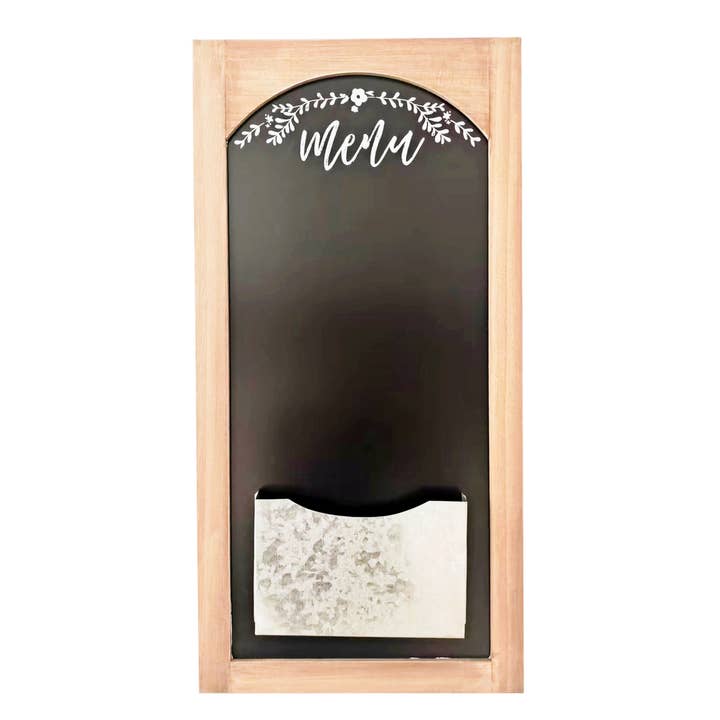 Wood 31.5" Black Menu Board w/ Pocket for wholesale by VIP Home & Garden