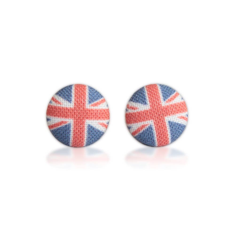 Rachel O's - Wholesale Stud/Post Earrings - Union Jack Fabric Button Earrings4