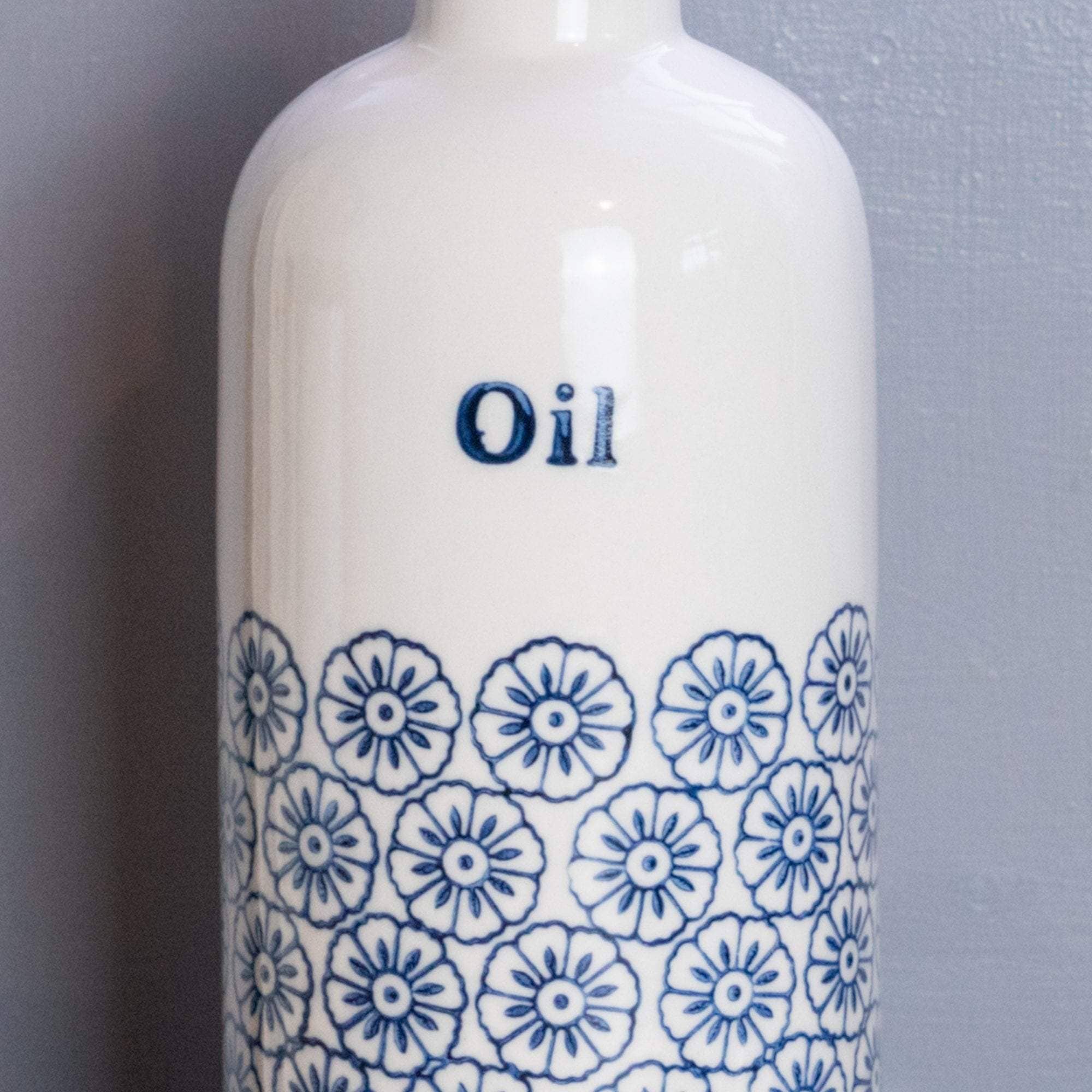 Rinkit Ltd - Wholesale Oil/Vinegar Dispenser - Nicola Spring Hand-Printed Olive Oil Bottle Blue 500ml1