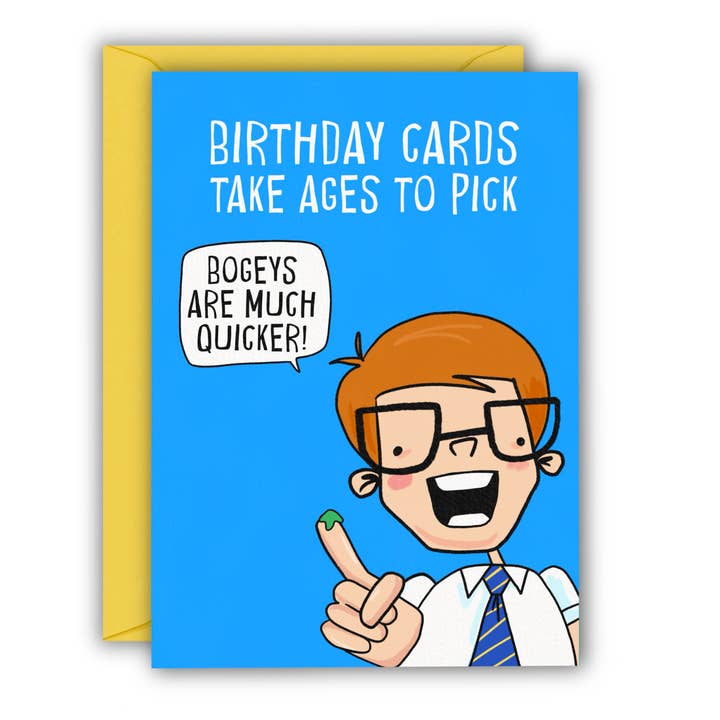 Funny Kid’s Birthday Card - Bogey Nose Picker for wholesale by RUNNING WITH SCISSORS