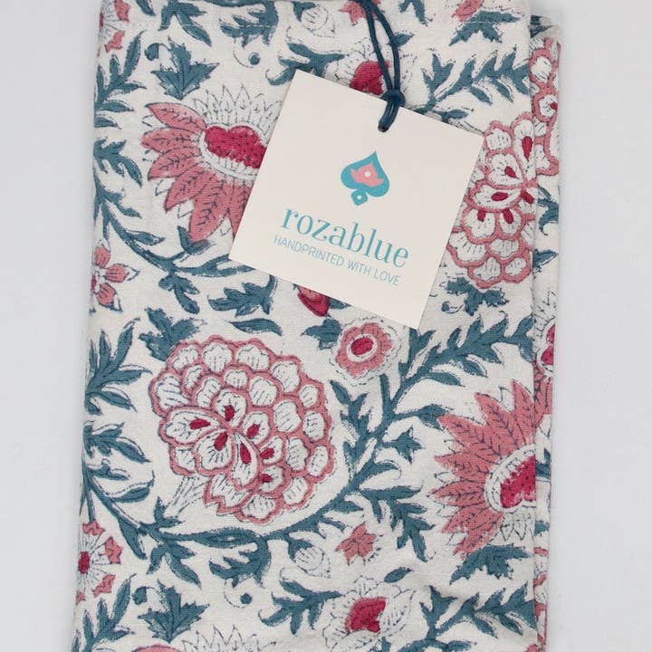 Rozablue - Wholesale Tea Towel - Handblockprinted Dish Cloth | Sunny Day Roza