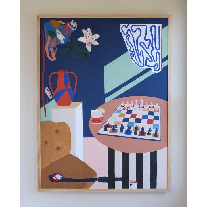 Art Print - Abstract Still Life With Chessboard for wholesale by Christine Cover