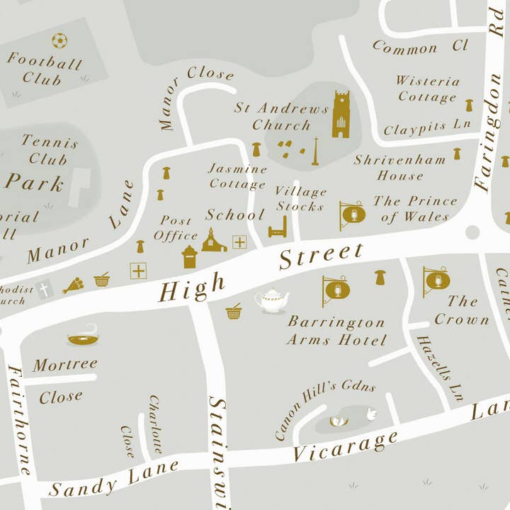 Britain Illustrated – Mapa por atacado – Impressão ilustrada do mapa de Shrivenham1