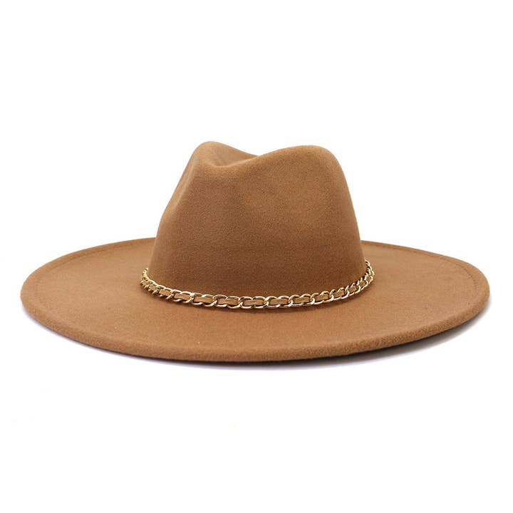 Suzie Q USA - Wholesale Fedora - Women's - Camel Chain Big Brim Peach Heart Top Hat1