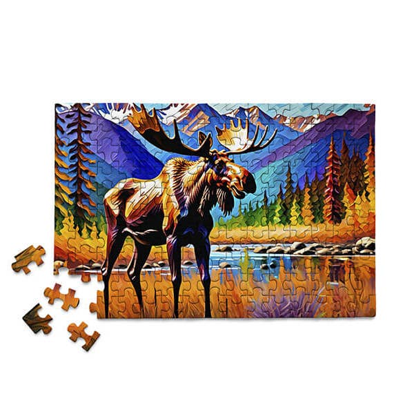 Micro Puzzles – wholesale Pussel - Vuxen – Färgglad älgdjursskog mini pusselrörspresent2