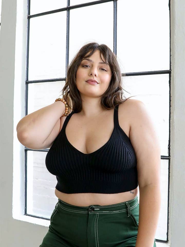 Leto Accessories - Wholesale Knit Top - Women's - Plus Size Contour Rib Knit Brami Lounge Top15