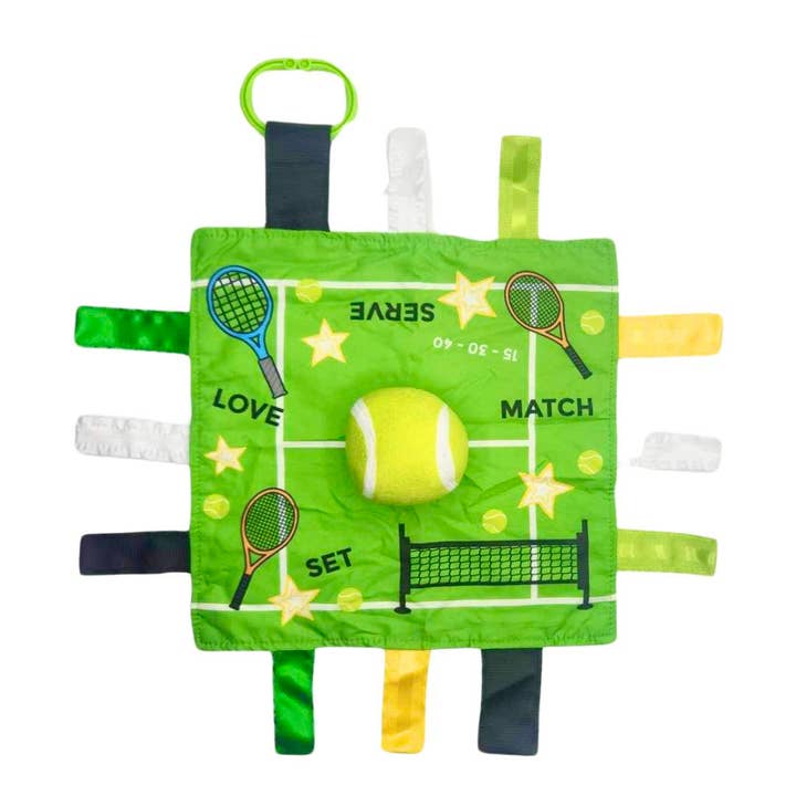 Baby Jack and Company - Wholesale Security/Cuddle Blanket - Baby - Tennis Ball Baby Raquetball Lovey Tag Stroller Toy 10" x 10"