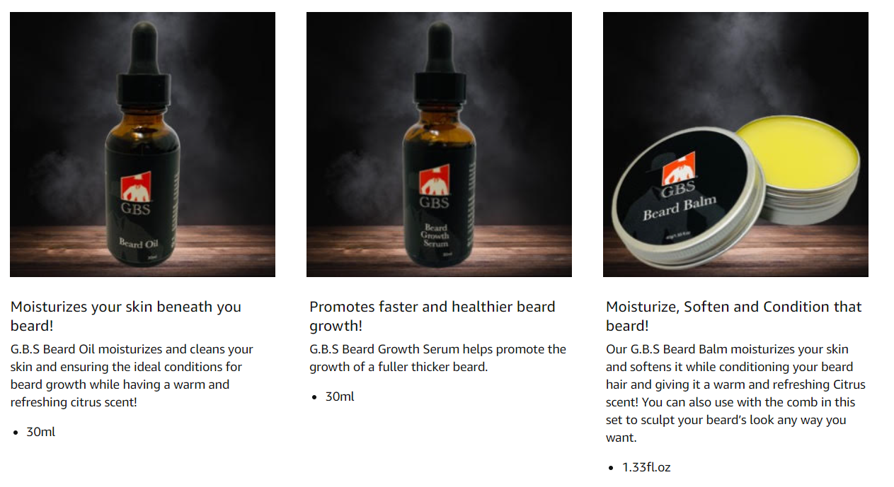 GENTS FINE GROOMING PRODUCTS - Wholesale Beard Styling Product - GBS Beard Growth Kit4