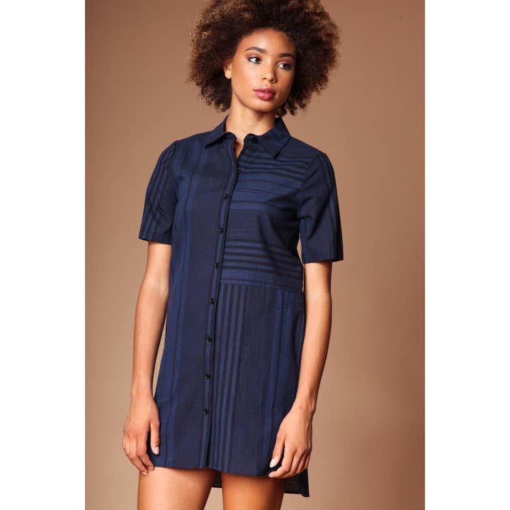 Naked Zebra Rack - Wholesale Dress - Women's - Multi Direction Stripe Shirt Dress2