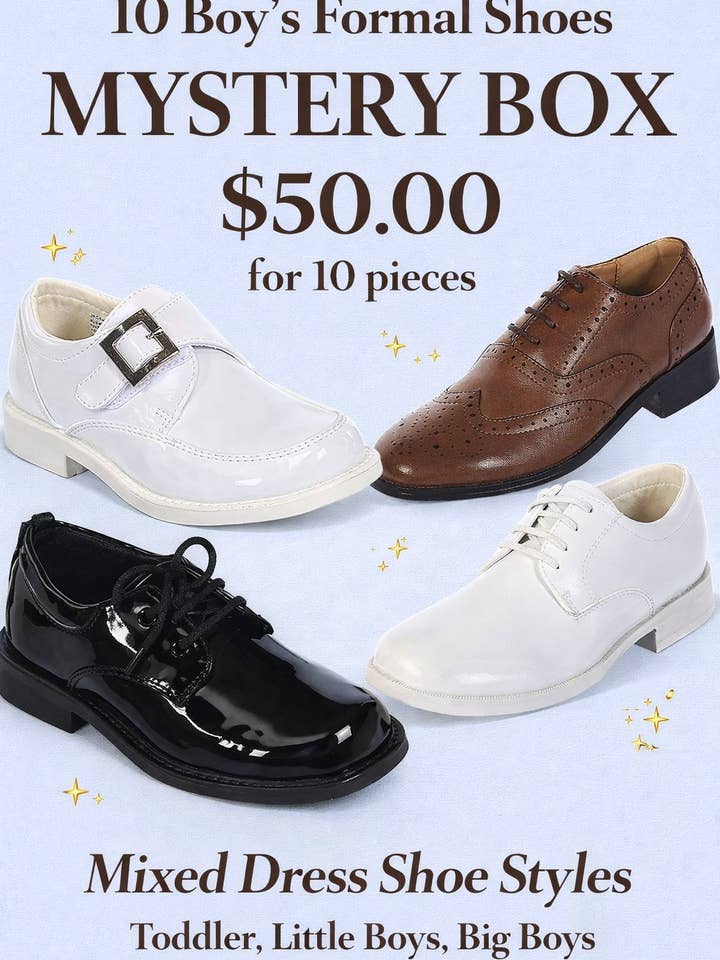 Caja Misteriosa de Zapatos Formales para Niño – 10 Pares para venta al por mayor de iGirlDress