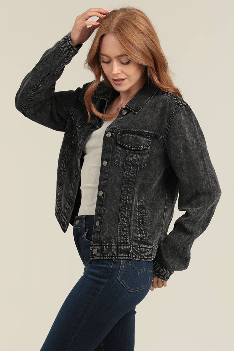 ANGIE - Vente Veste en jean – femme - VESTE EN TENCEL SJB06-ASIS ACID WASH13