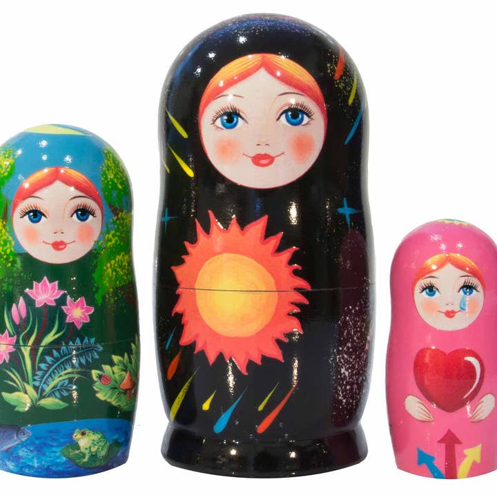 Golden Cockerel - Vente Poupée – enfant - Poupées gigognes Montessori Cosmic Trio, 3 pièces/4 pouces