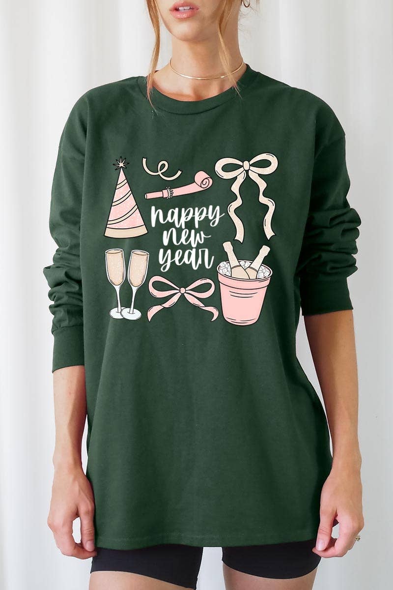 COLORBEAR - Wholesale T-Shirt (Graphic) - Women's - Happy New Year Graphic Long Sleeve Tee9