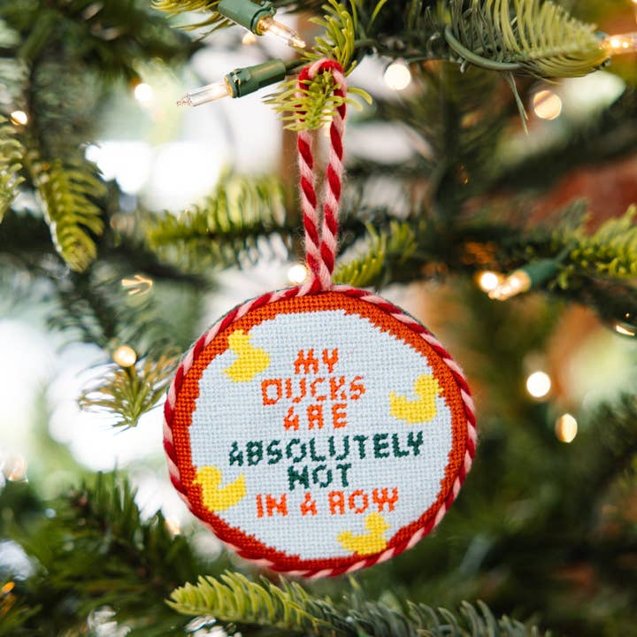 Needlepoint Ornament - Ducks in a Row for wholesale by Furbish Studio