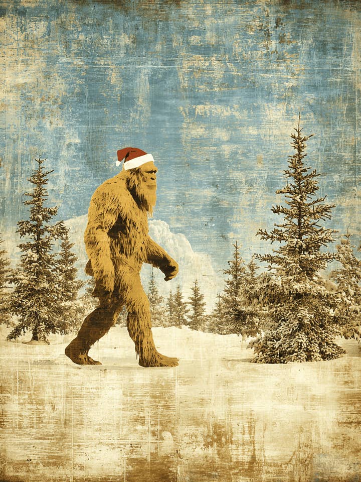 Impressão Artística Vintage de Pai Natal Bigfoot - Obra de Arte 8"x10" por atacado de Mowbi