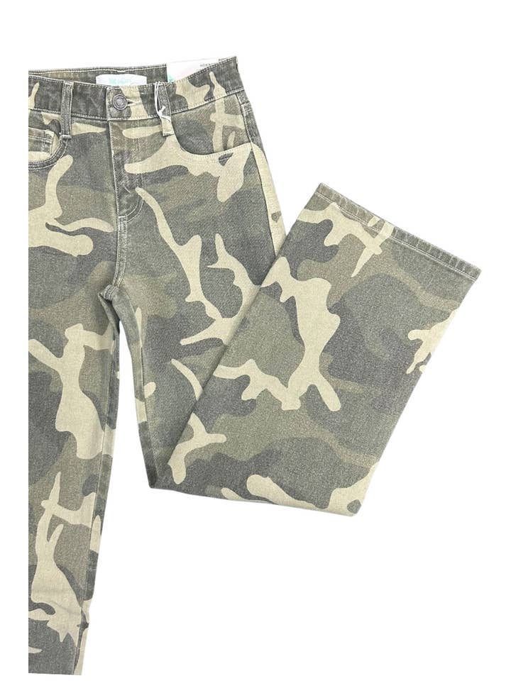 YOUTH HIGH RISE CAMO WIDE LEG JEANS-YC7493CA for wholesale on Faire2