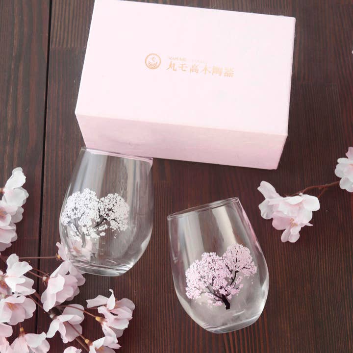 INSTACTIONS - Wholesale Wine Glass - Japanese Sakura Cherry Blossom Color Changing Glass Cups