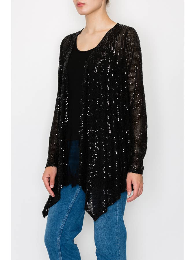 ALL SEQUIN CARDIGAN - 4637 BLACK for wholesale on Faire
