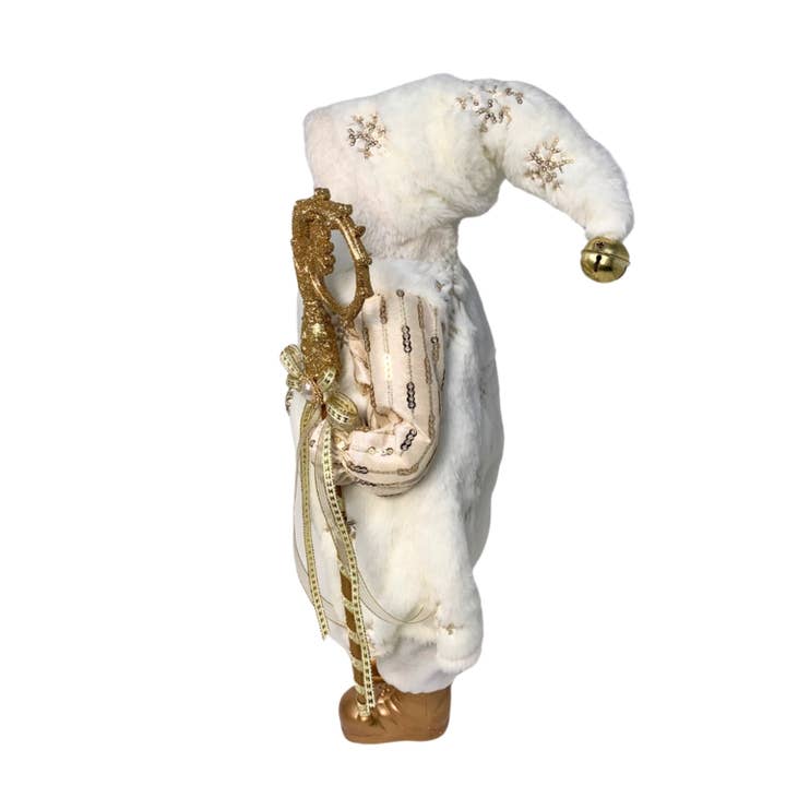 David Christopher's Collection - Wholesale Christmas Decoration - Christmas Standing Santa Tabletop Decor - White/Gold