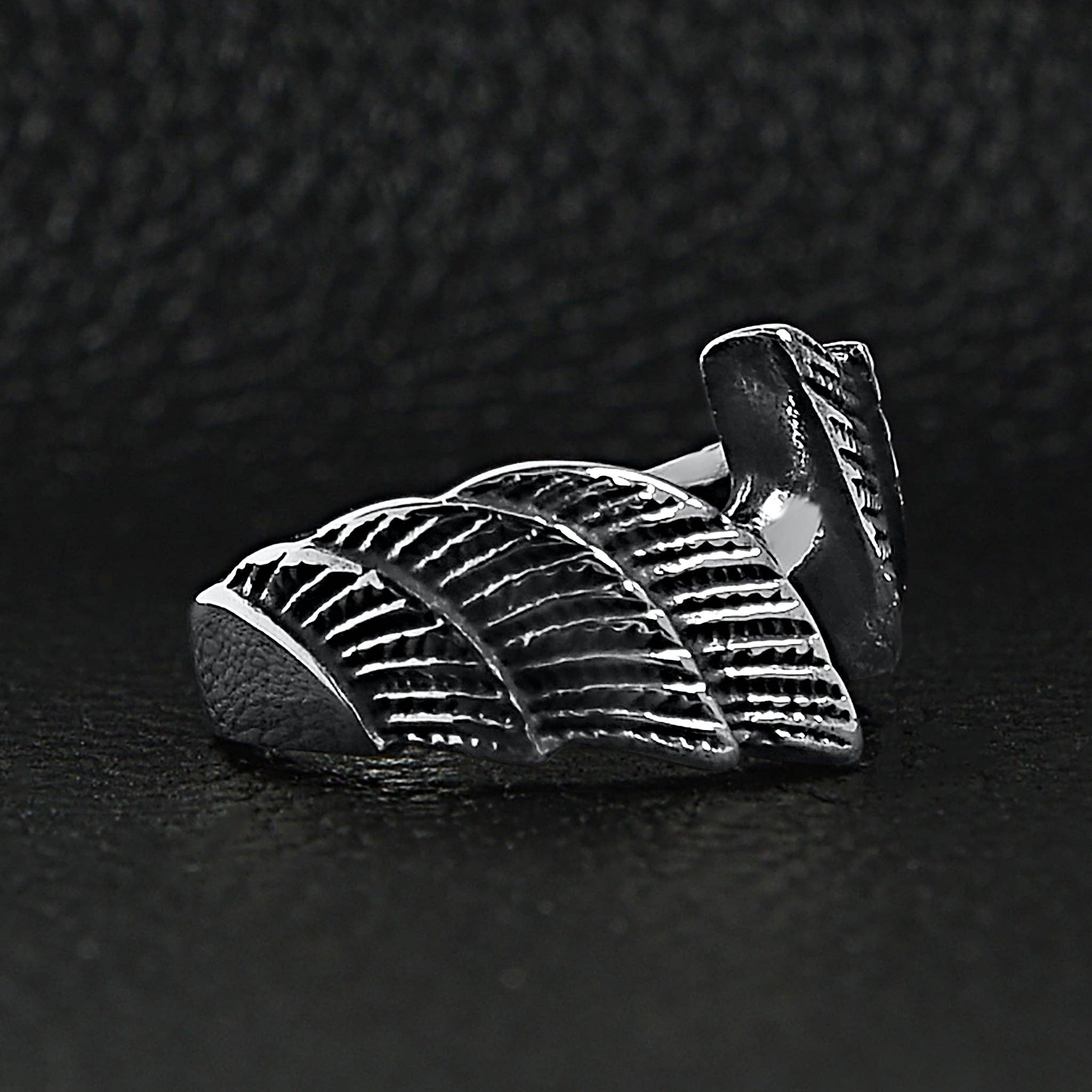 WJW - Wholesale Cocktail/Statement Ring - Stainless Steel Angel Wings Ring4