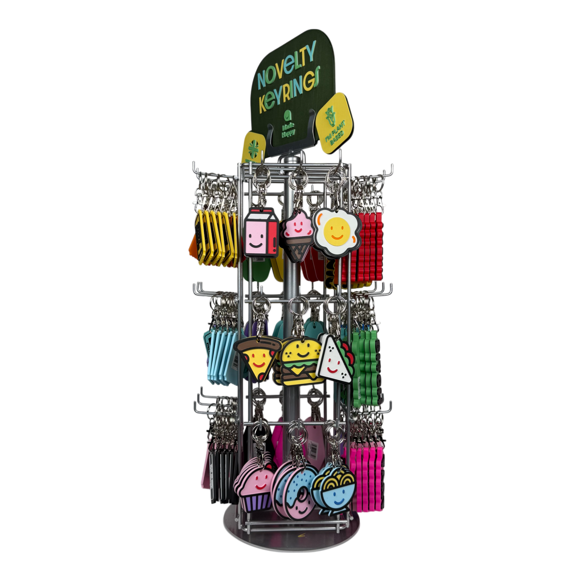 Made Happy Gifts – wholesale Retailer display – Accessories – Novelty Keyring Small Retail Spinning Stand3