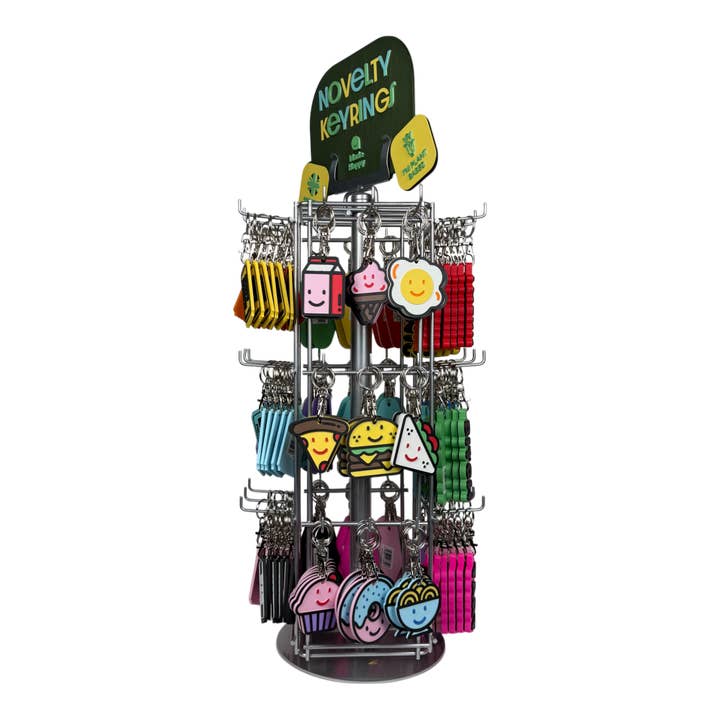 Made Happy Gifts – wholesale Retailer display – Accessories – Novelty Keyring Small Retail Spinning Stand3