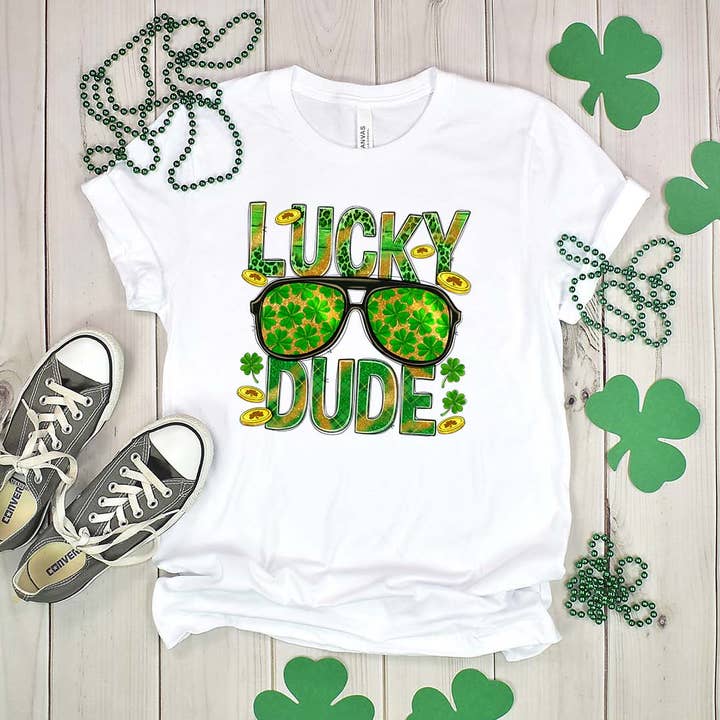 Lucky Dude St. Patricks Day Tshirt for wholesale by Sights Ink