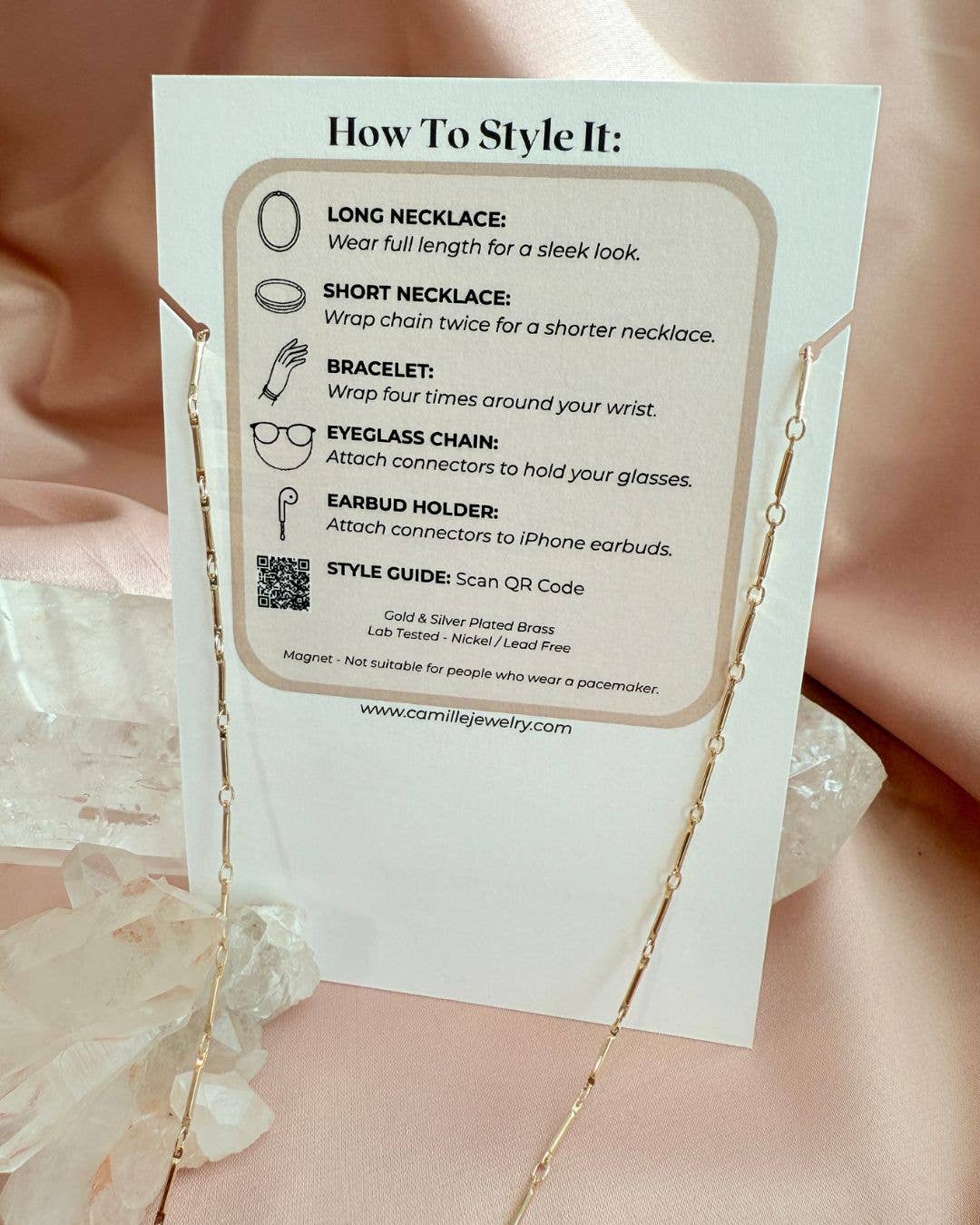 Camille Jewelry - Wholesale Sunglasses/Eyeglasses Strap - Women's - Magnetic Necklace – Convertible Bar Chain2