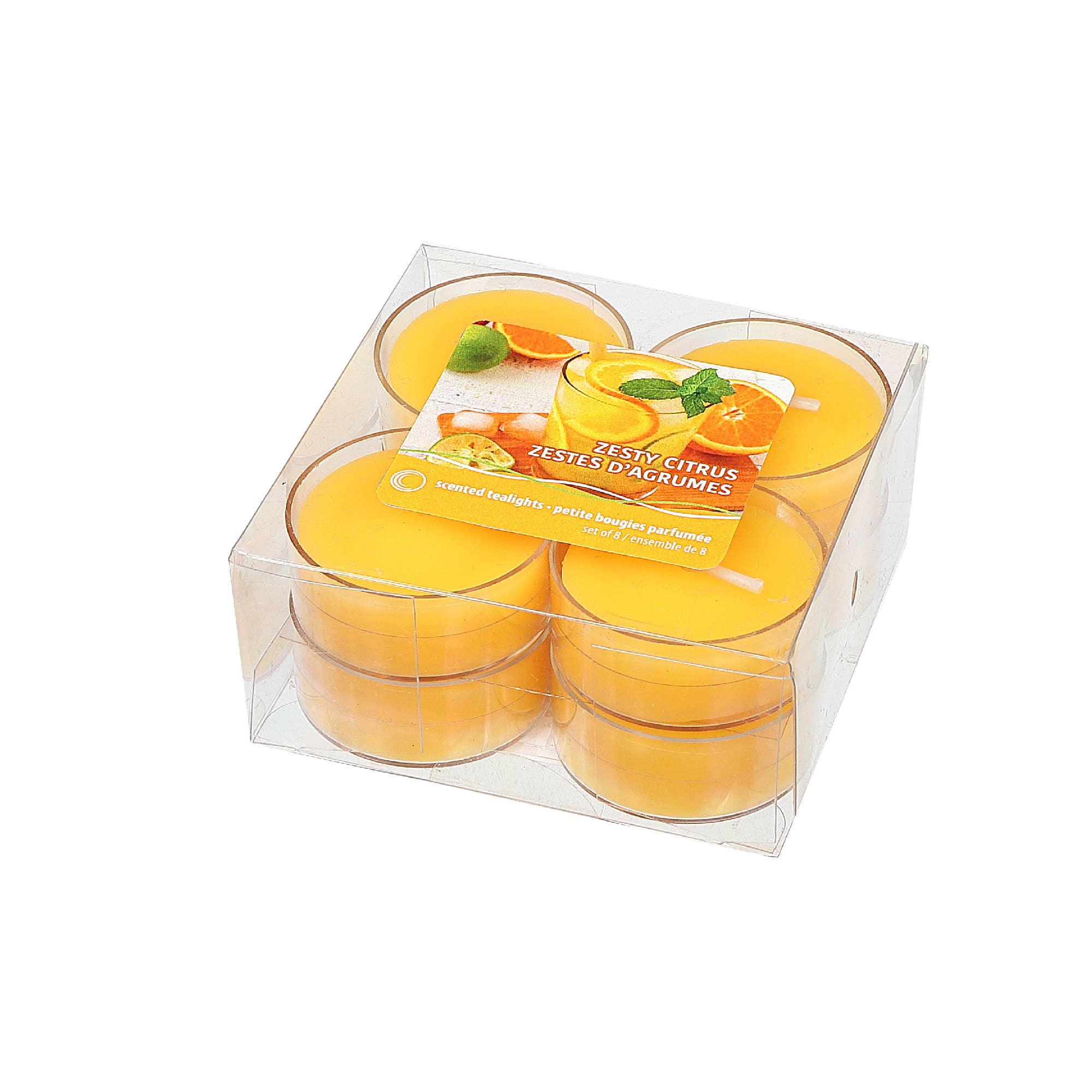 Yellow 8 Pk Scented Tealights Zesty Citrus for wholesale on Faire0