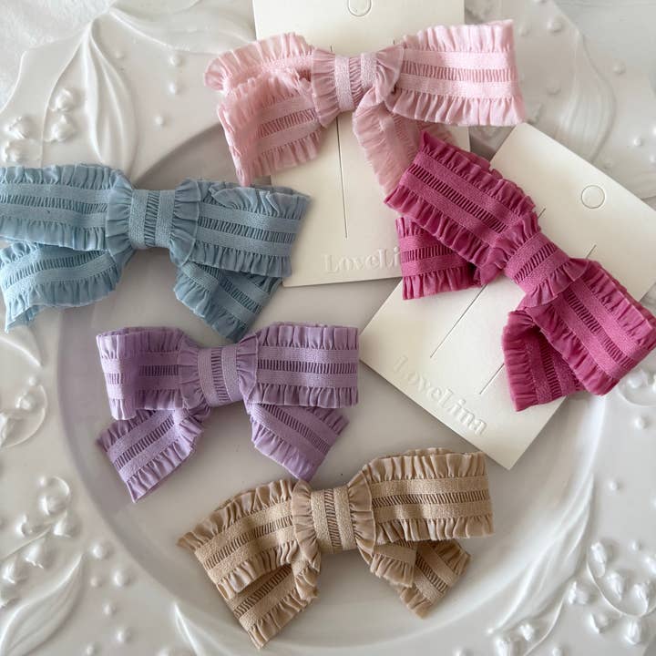 Lovely Adorable Ruffle Bow Clip (GANBA) for wholesale by LoveLina