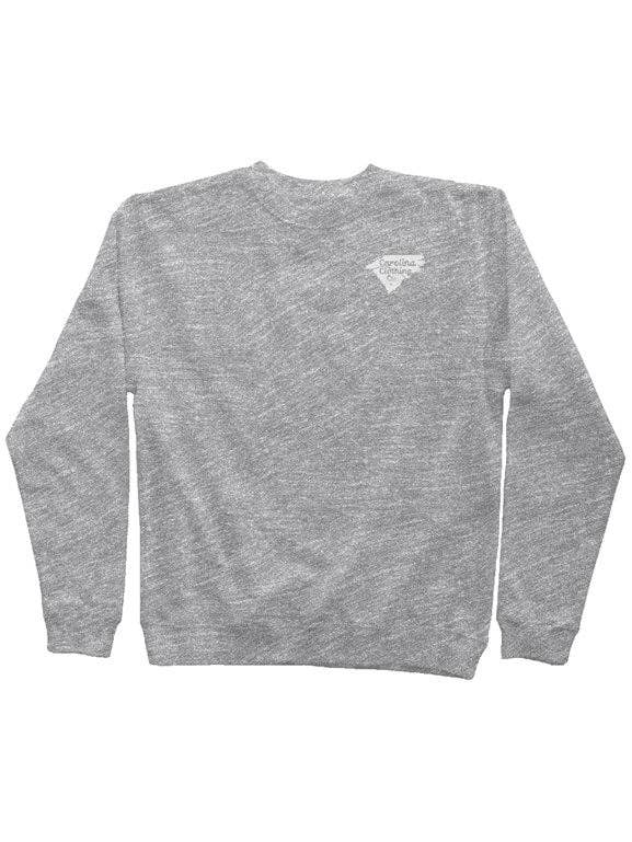 1711 retro small logo white men & women crew neck sweatshirt -3 color options for wholesale by Shop Carolina Clothing Co.