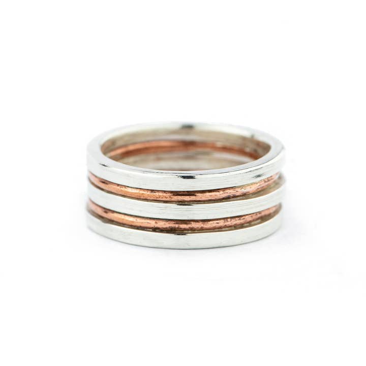 Håndlavet ring i sølv og kobberbånd - Fremstillet i Frankrig for engroshandel hos Frankly Lovely Jewellery