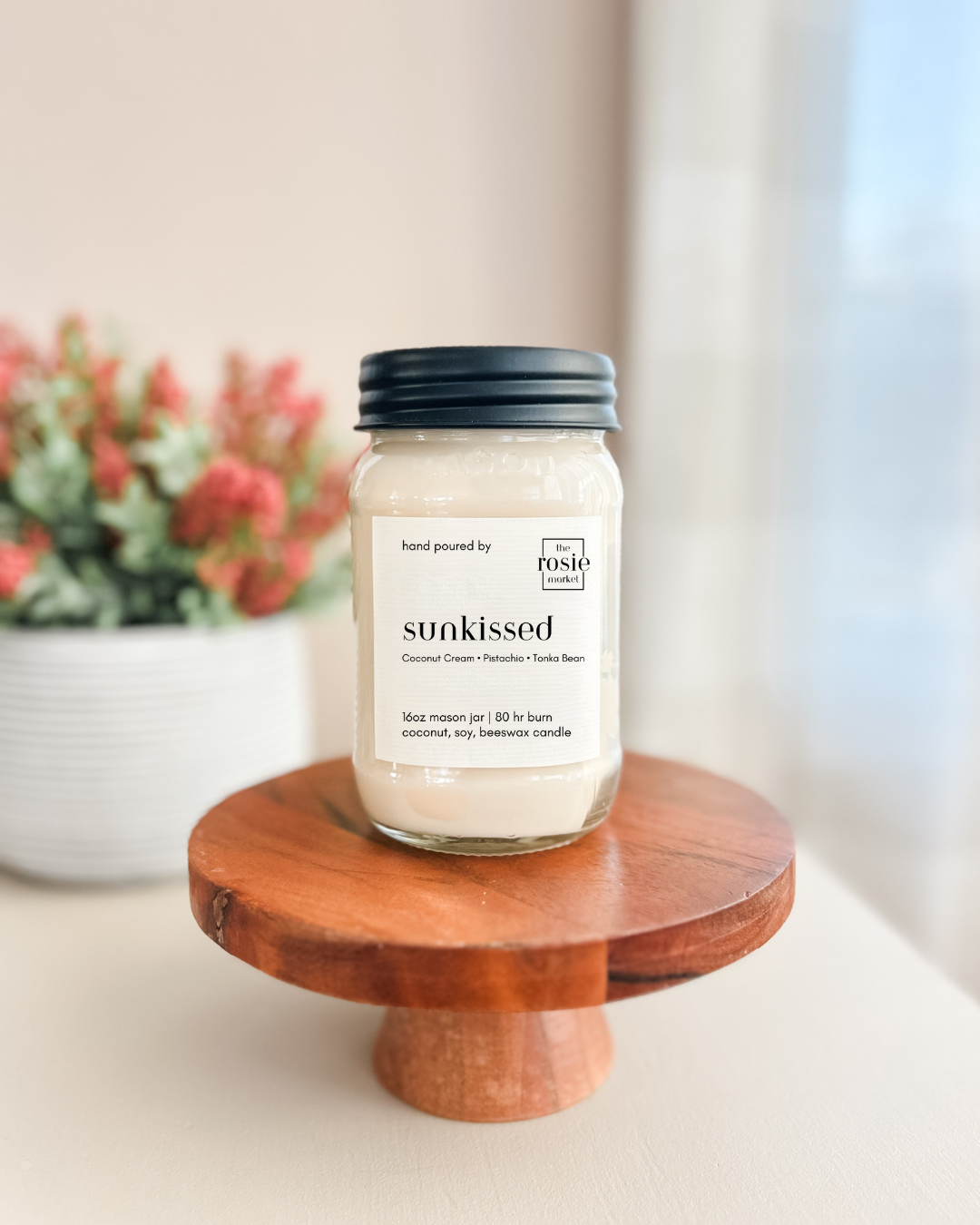 The Rosie Market - Wholesale Jar/Filled Candle - Sunkissed 16oz Mason Jar Candle0