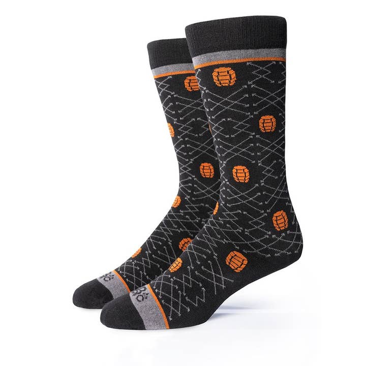 Barrel Pick Socks - Black + Gray + Copper for wholesale by Bourbon Cousins