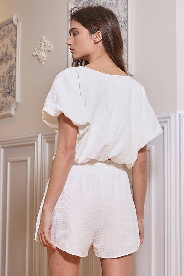 BUCKETLIST INC - Wholesale Knit Top - Women's - T2304-1 Bubble Hem And Sleeve Textured Crop Top6