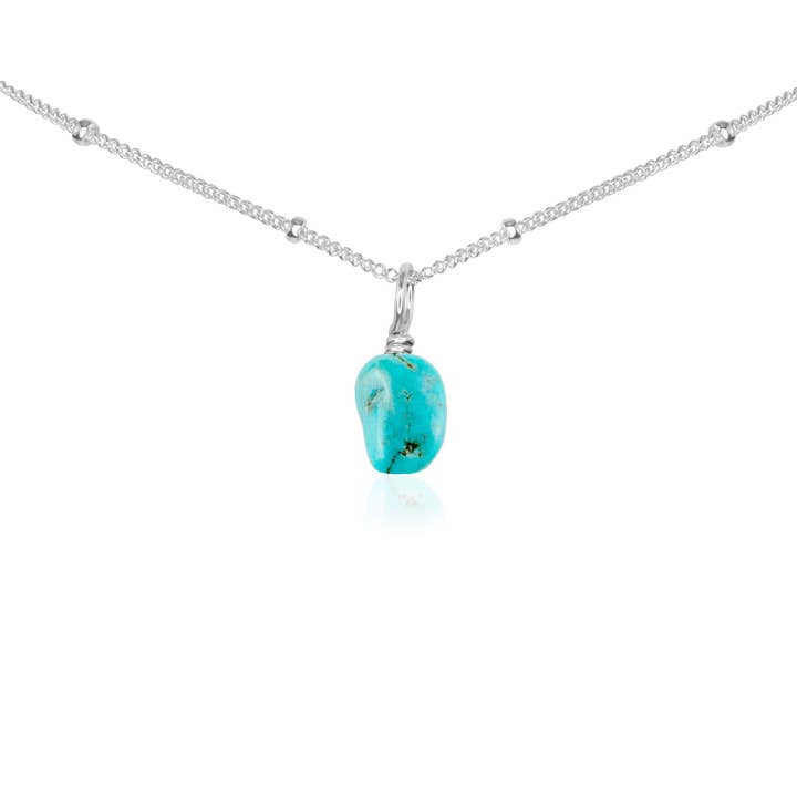 Luna Tide - Vente Collier ras-de-cou - Petit collier ras du cou avec pendentif en turquoise brute4