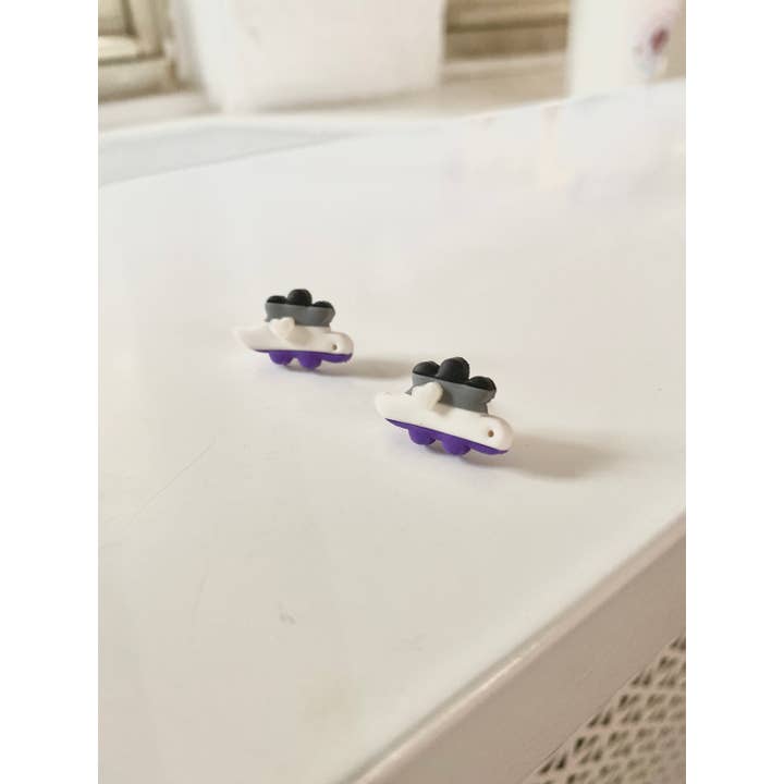 Eflie – wholesale Solitärörhängen – Asexuell flagga dinosaurie & hjärta LGBT Pride Stud örhängen