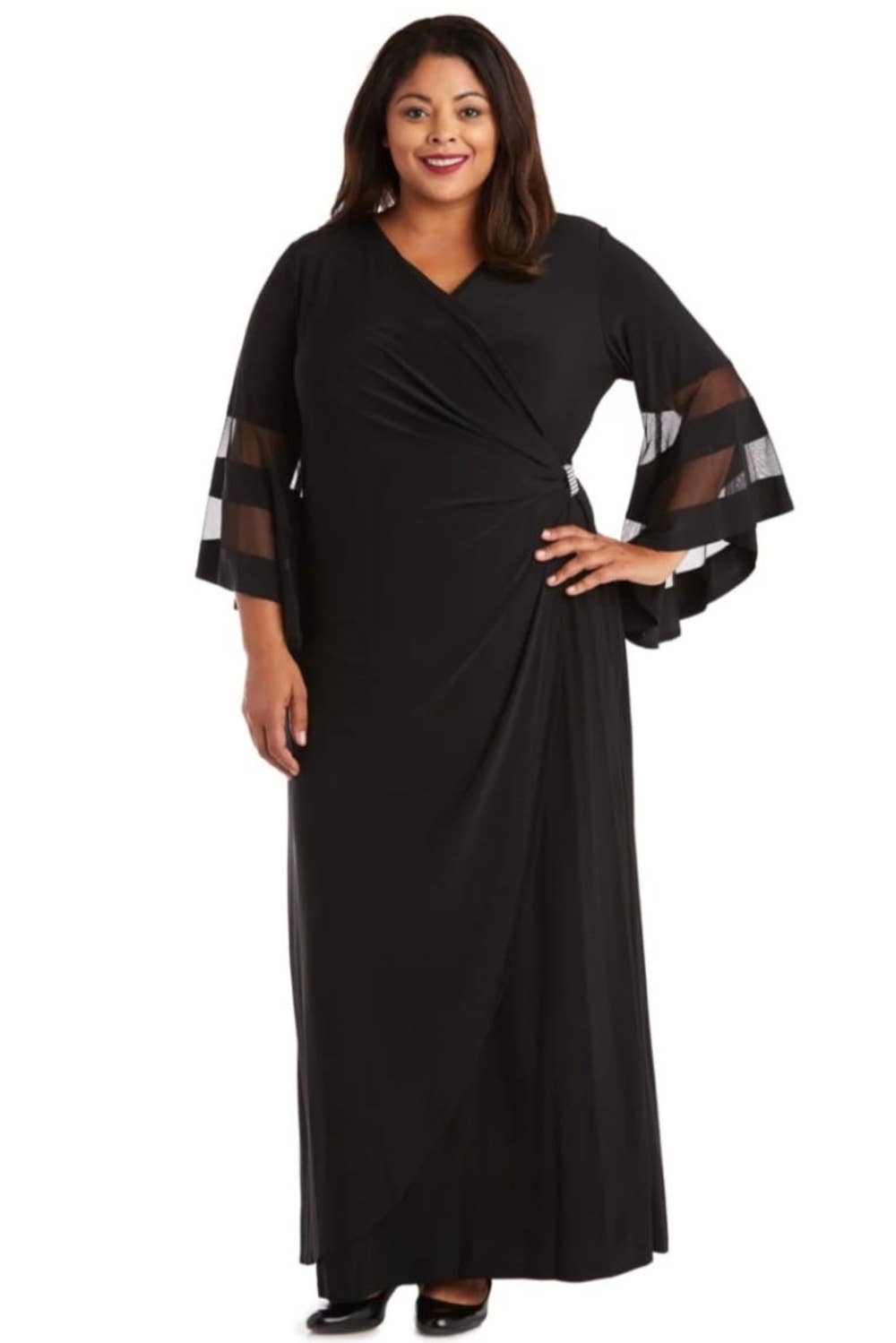 New Yorker's Apparel – wholesale Dress – Women's – RM Richards Sheer Trim Bell Sleeve Evening Dress5