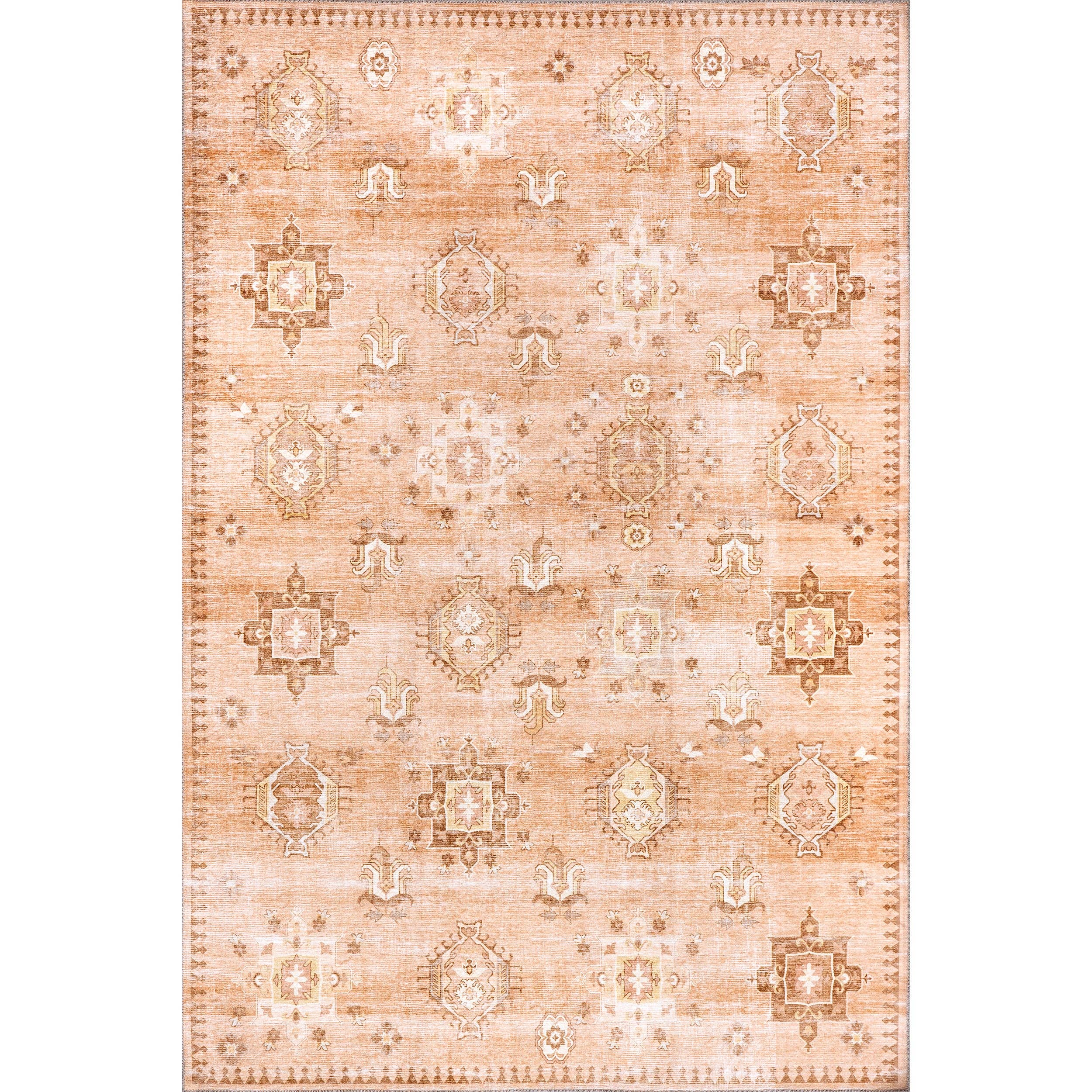 Beige Krystin Distressed Machine Washable Area Rug for wholesale on Faire21
